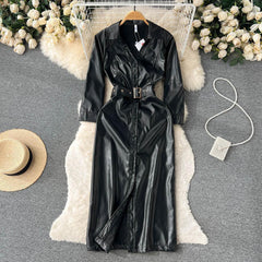 Fabian Leather Dress - styled flat-lay shot, black - Miss Mosa By Akanksha