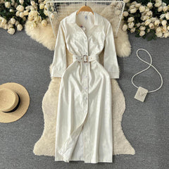 Fabian Leather Dress - styled flat-lay shot, cream - Miss Mosa By Akanksha