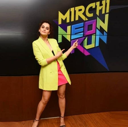 Fanatic Blazer Dress - lifestyle shot on model, lime green - Miss Mosa By Akanksha