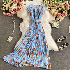 Filly Floral Maxi Dress - full-length flat-lay shot, blue - Miss Mosa By Akanksha