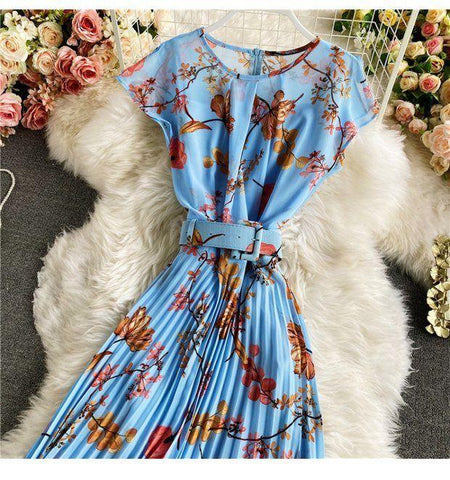 Filly Floral Maxi Dress - front shot on hanger, blue - Miss Mosa By Akanksha