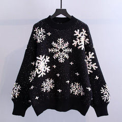 Flakes Woolen Sweater - front shot on hanger, black - Miss Mosa By Akanksha