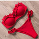 Floral Dream Bikinis - flat-lay product shot, red - Miss Mosa By Akanksha