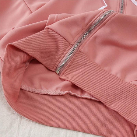 Fodel Tracksets - close-up of zip hem, pink - Miss Mosa By Akanksha