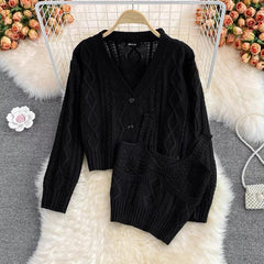 Freddy Sweater Set - styled flat-lay shot, black - Miss Mosa By Akanksha