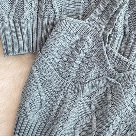 Freddy Sweater Set - close-up of cable knit, blue - Miss Mosa By Akanksha