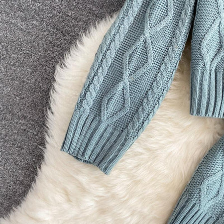 Freddy Sweater Set - close-up of sleeve, blue - Miss Mosa By Akanksha