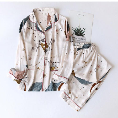 Fressia Cotton Nightsets - styled flat-lay shot, cream - Miss Mosa By Akanksha
