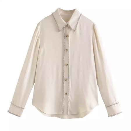 Freya Luxury Blouse - flat-lay product shot, cream - Miss Mosa By Akanksha