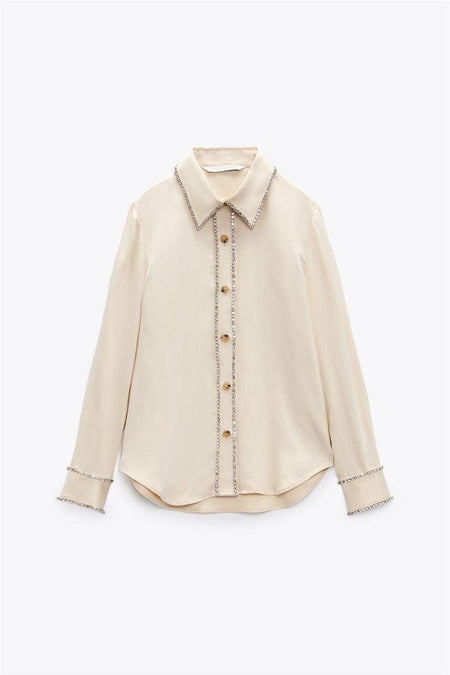 Freya Luxury Blouse - flat-lay product shot, cream - Miss Mosa By Akanksha