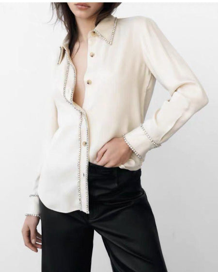 Freya Luxury Blouse - front shot on model, cream - Miss Mosa By Akanksha