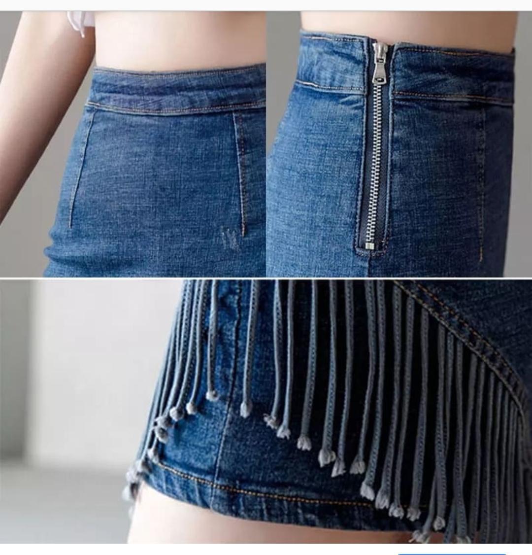 Buy Fringes Denim Skirt - Express Ships for Women Online in India