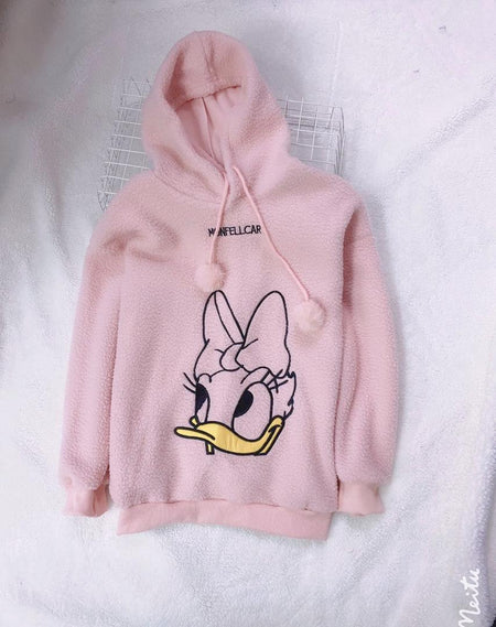 Fuzzy Cute Hoodies - flat-lay product shot, pink - Miss Mosa By Akanksha