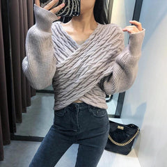 Gabriedy Ruched Sweaters - front shot on model, grey - Miss Mosa By Akanksha