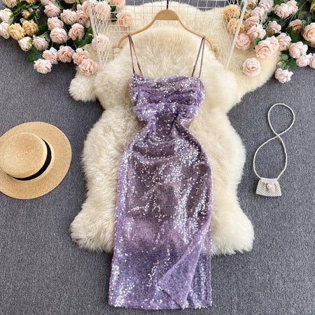 Genia Party Dress In Lilac - full-length flat lay on hanger - Miss Mosa By Akanksha