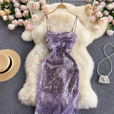 Genia Party Dress In Lilac - full-length flat lay on hanger - Miss Mosa By Akanksha