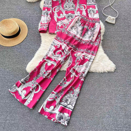 Gigi Abstract Print Coord Set - styled flat-lay shot, pink - Miss Mosa By Akanksha
