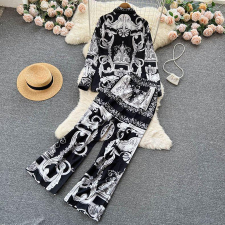 Gigi Abstract Print Coord Set - styled flat-lay shot, black and white - Miss Mosa By Akanksha
