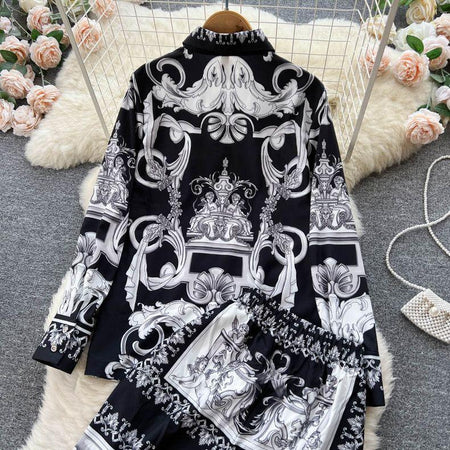 Gigi Abstract Print Coord Set - styled flat-lay shot, black and white - Miss Mosa By Akanksha
