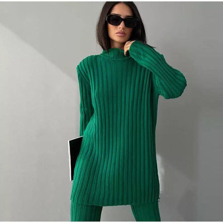 Gina Luxury Winter Tracksets - front shot on model, green - Miss Mosa By Akanksha