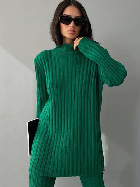 Gina Luxury Winter Tracksets - front shot on model, green - Miss Mosa By Akanksha