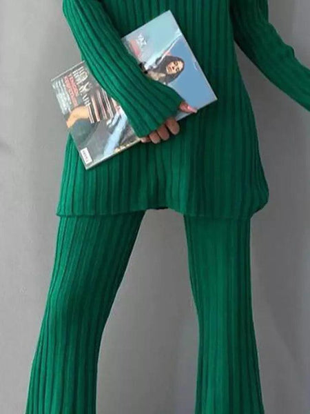 Gina Luxury Winter Tracksets - front shot on model, green - Miss Mosa By Akanksha