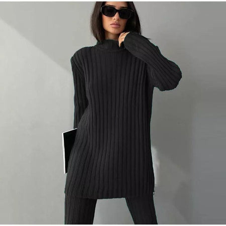 Gina Luxury Winter Tracksets - front shot on model, black - Miss Mosa By Akanksha