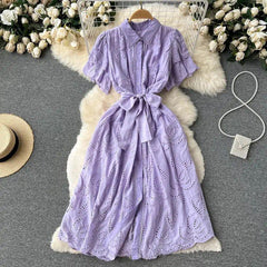 Ginny Cotton Dress - styled flat-lay shot, purple - Miss Mosa By Akanksha