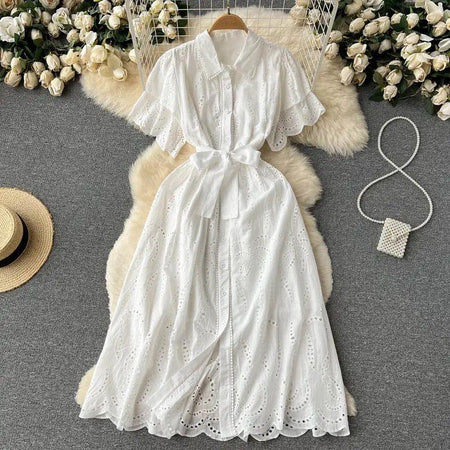 Ginny Cotton Dress - styled flat-lay shot, white - Miss Mosa By Akanksha