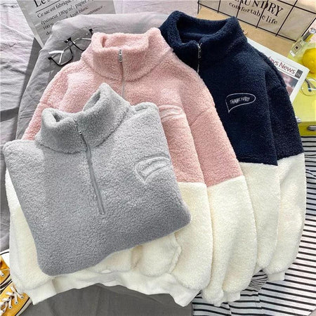 Grace Fuzzy Sweatshirt - styled flat-lay shot, multicolour - Miss Mosa By Akanksha