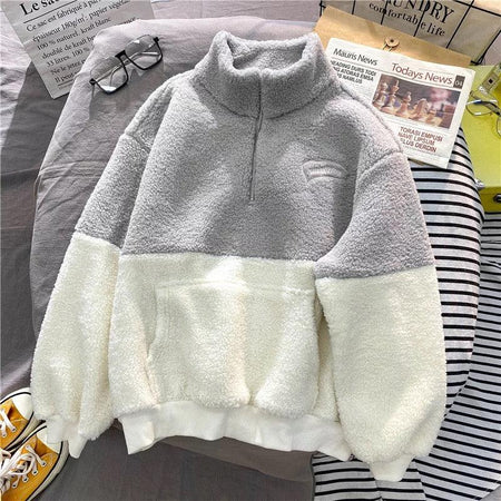 Grace Fuzzy Sweatshirt - flat-lay product shot, grey - Miss Mosa By Akanksha