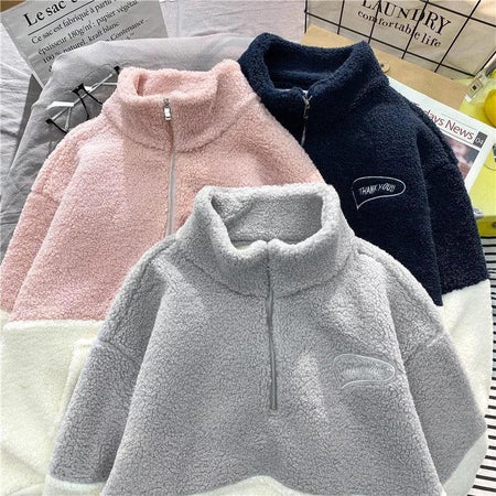Grace Fuzzy Sweatshirt - styled flat-lay shot, multicolour - Miss Mosa By Akanksha