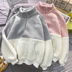 Grace Fuzzy Sweatshirt - styled flat-lay shot, multicolour - Miss Mosa By Akanksha