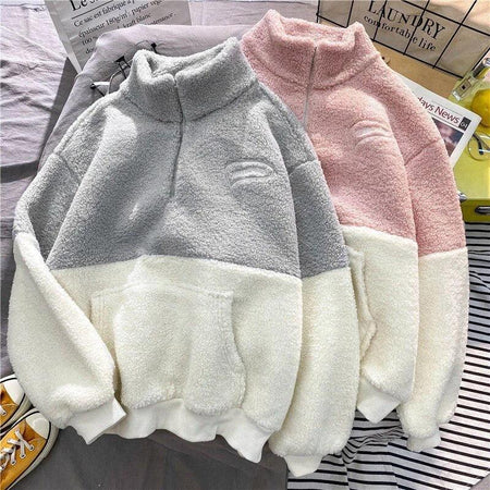 Grace Fuzzy Sweatshirt - styled flat-lay shot, multicolour - Miss Mosa By Akanksha