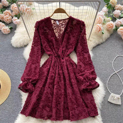Gracy Luxury Dress - front shot on hanger, maroon - Miss Mosa By Akanksha