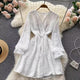 Gracy Luxury Dress - front shot on hanger, white - Miss Mosa By Akanksha