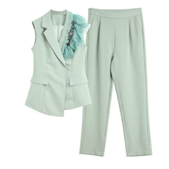 Hader Luxury Suit Set - flat-lay product shot, mint - Miss Mosa By Akanksha