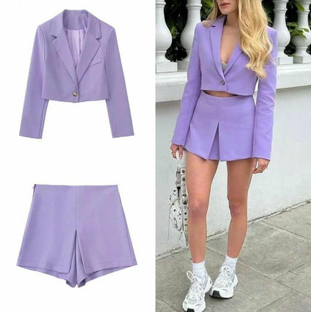 Hailey Lilac Coord Set - styled flat-lay shot, lilac - Miss Mosa By Akanksha