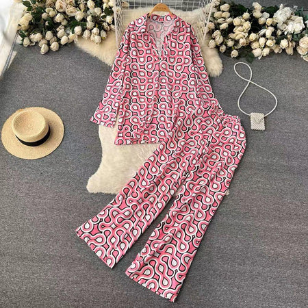 Hale Abstract Print Coord Set - styled flat-lay shot, pink - Miss Mosa By Akanksha