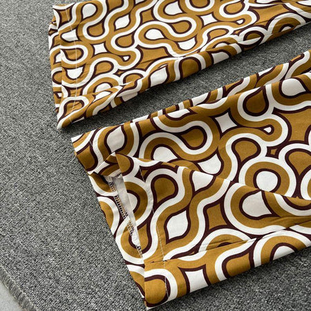 Hale Abstract Print Coord Set - close-up of trouser hem, brown - Miss Mosa By Akanksha