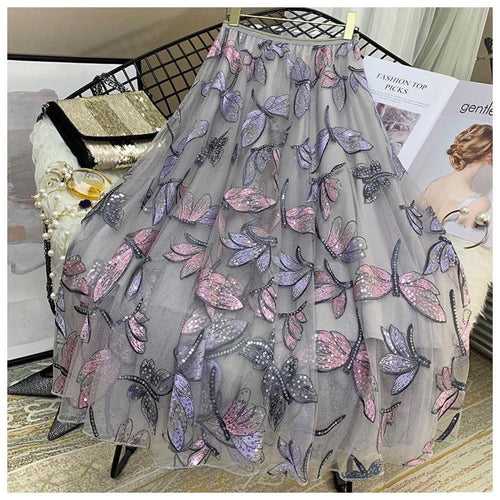 Hansel Embroidered Skirt In Grey