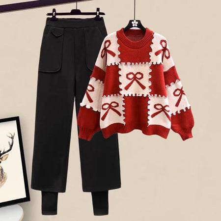 Hardy Woolen Coord Set - styled flat-lay shot, red - Miss Mosa By Akanksha