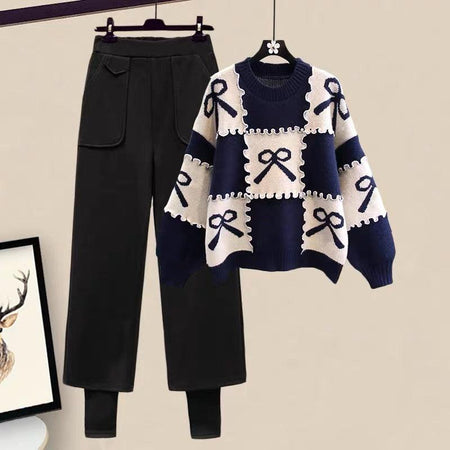 Hardy Woolen Coord Set - styled flat-lay shot, navy - Miss Mosa By Akanksha