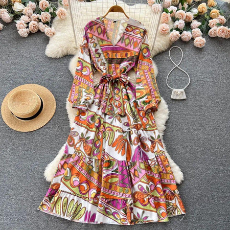 Harlow Statement Dress In Multicolour - flat-lay product shot on hanger, multicolour - Miss Mosa By Akanksha