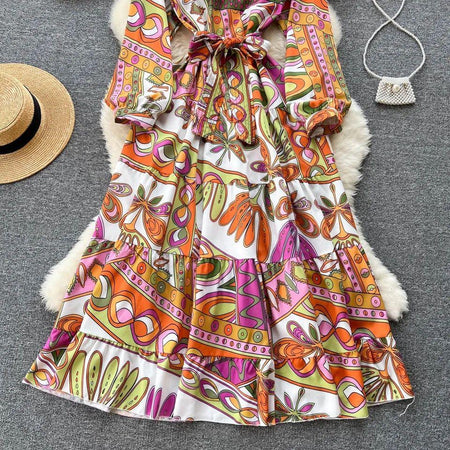 Harlow Statement Dress In Multicolour - styled flat-lay shot, multicolour - Miss Mosa By Akanksha