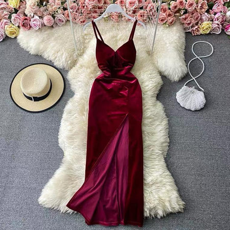 Harper Velvet Dress - styled flat-lay shot, burgundy - Miss Mosa By Akanksha