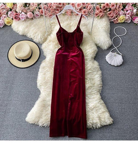 Harper Velvet Dress - styled flat-lay shot, burgundy - Miss Mosa By Akanksha