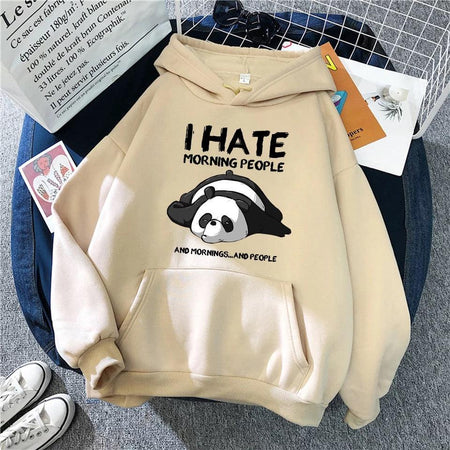 Hate Morning People Sweatshirt - styled flat-lay shot, beige - Miss Mosa By Akanksha