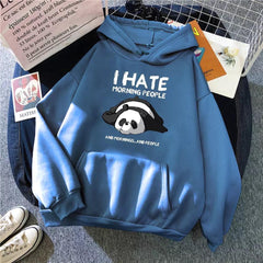 Hate Morning People Sweatshirt - styled flat-lay shot, blue - Miss Mosa By Akanksha