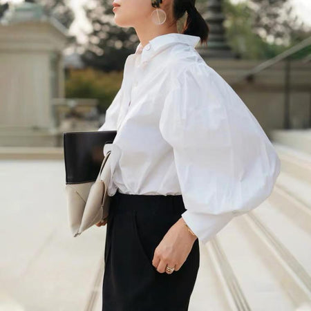 Hathway Celebrity Style Shirt In White - side shot on model - Miss Mosa By Akanksha